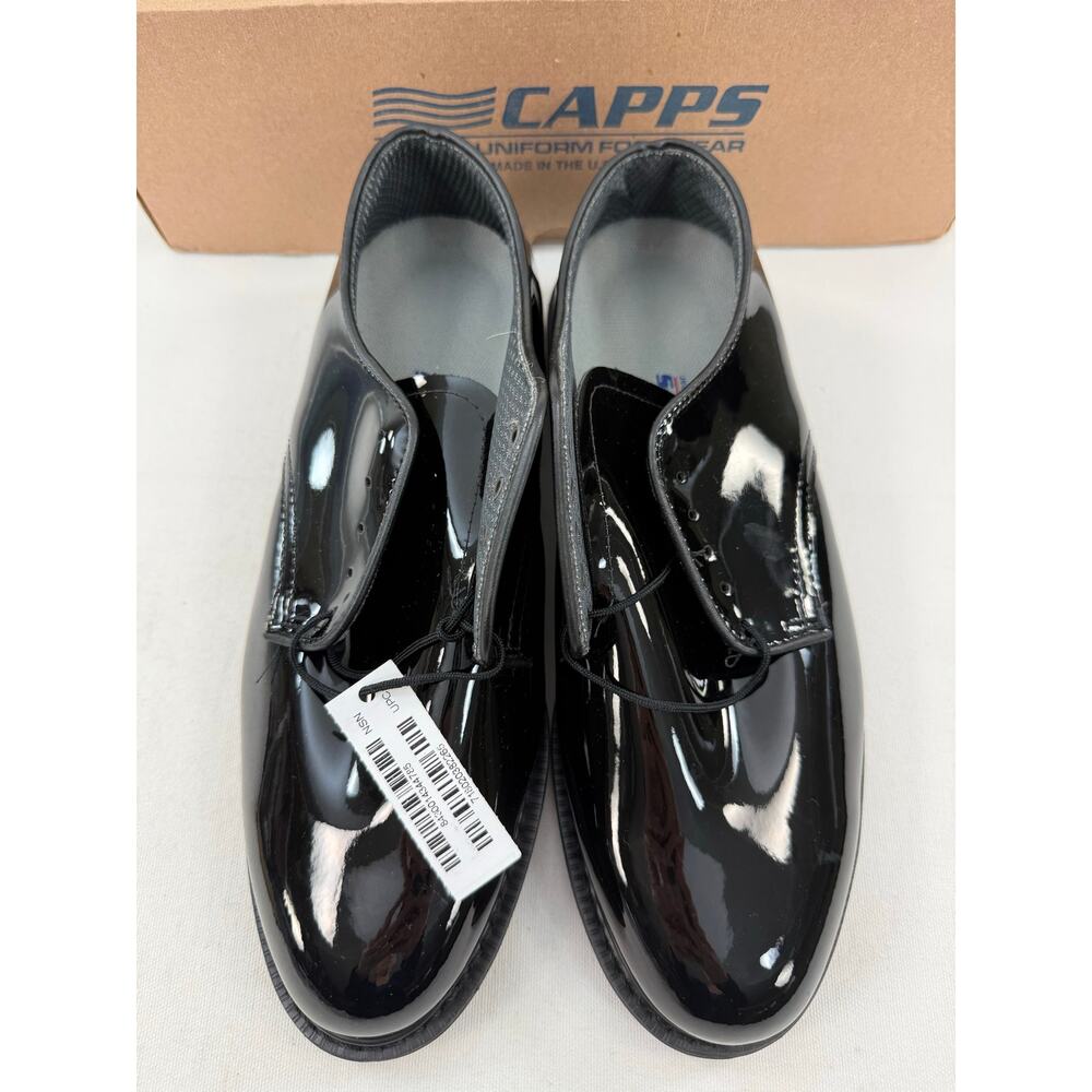 NIB‎ Capps Black Patent Derby Military Dress Uniform Shoes 9.5 Army Surplus